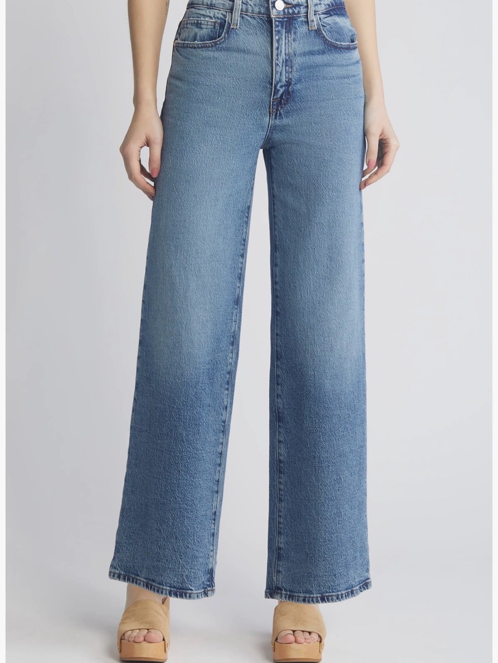 Frame Le Pixie Jane Denim Blue High-Rise Wide Leg Jeans